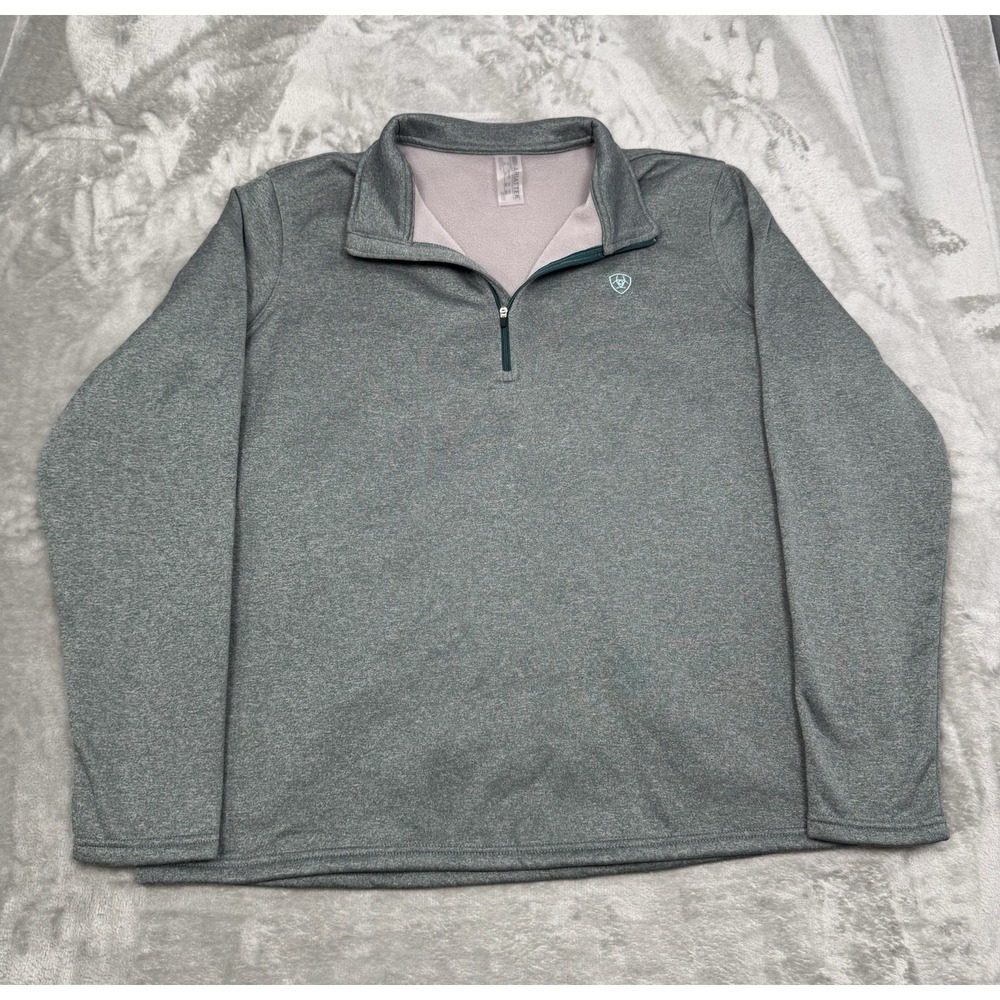 Ariat Tek Team Pullover Womens XL Gray Sweatshirt Embroidered Jacket Western
